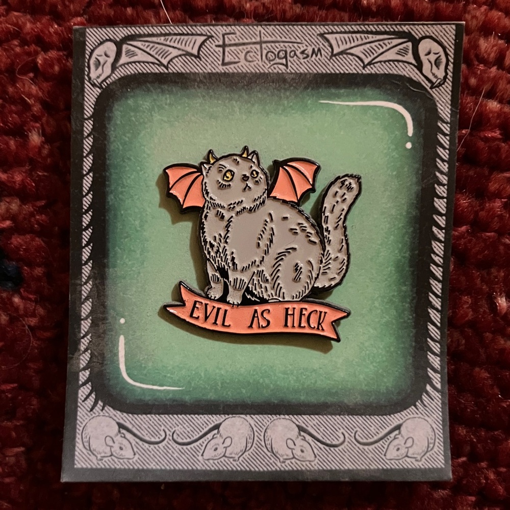 NWT ectogasm Evil as Heck Cat Enamel Pin catbat